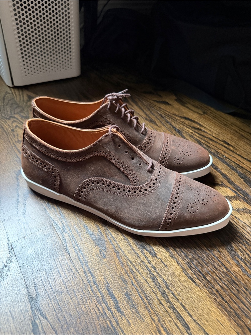 Allen Edmonds Brown Suede Brogue Derby Sneakers - Picture 3 of 5